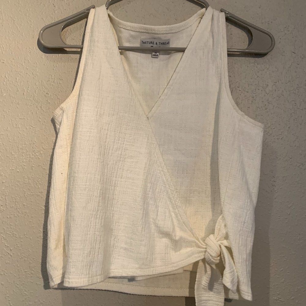 Madewell Texture & Thread White Knotted Wrap Tank Top